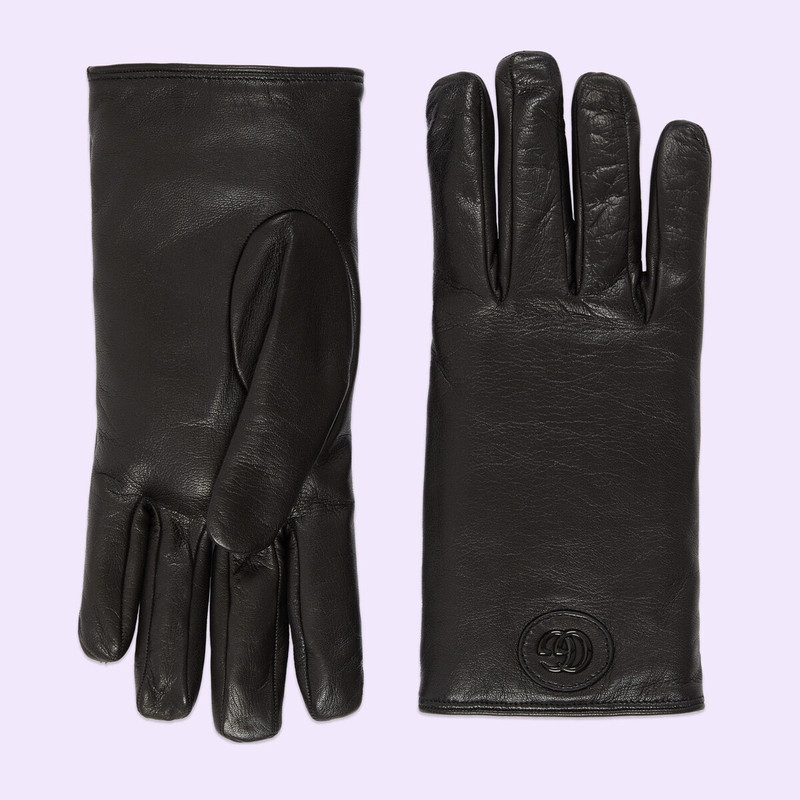 Leather gloves with Double G 1