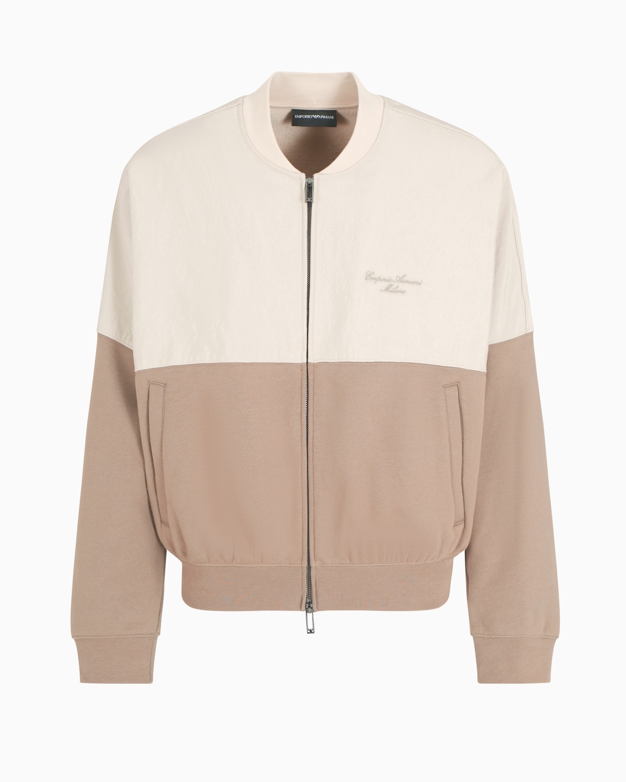 ZIP-UP SWEATSHIRT IN NYLON AND FRENCH TERRY JERSEY WITH LOGO EMBROIDERY - 1