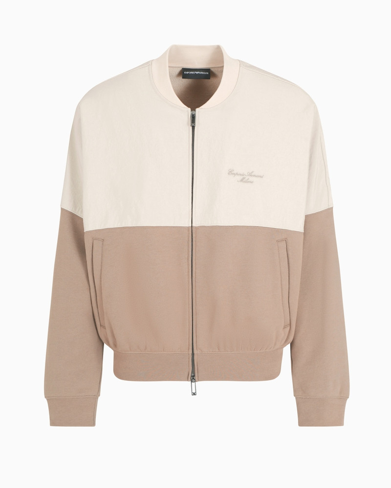 ZIP-UP SWEATSHIRT IN NYLON AND FRENCH TERRY JERSEY WITH LOGO EMBROIDERY 1