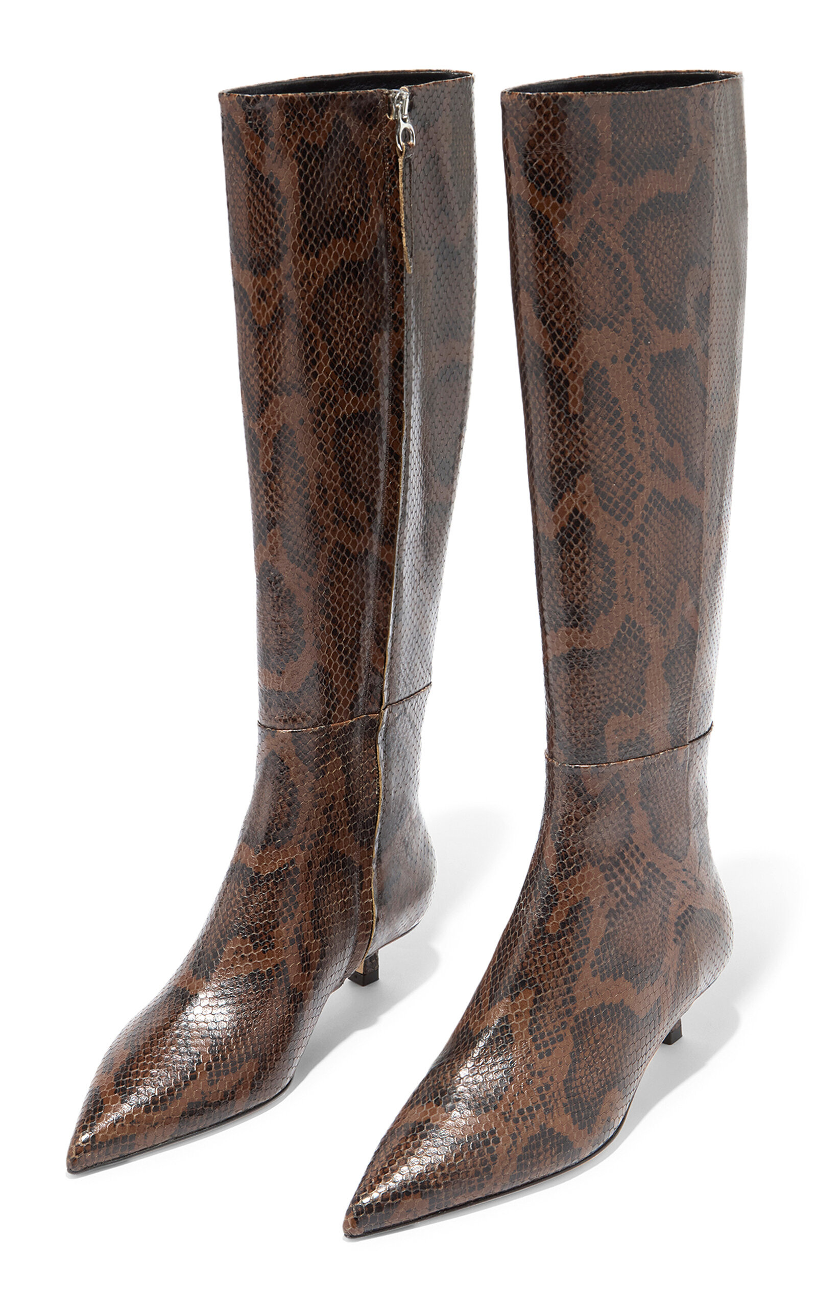 Sabrina Snake-Effect Leather Knee Boots brown - 6