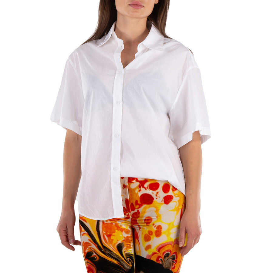 MM6  Maison Margiela Ladies White Short-Sleeve Cotton Shirt - 3