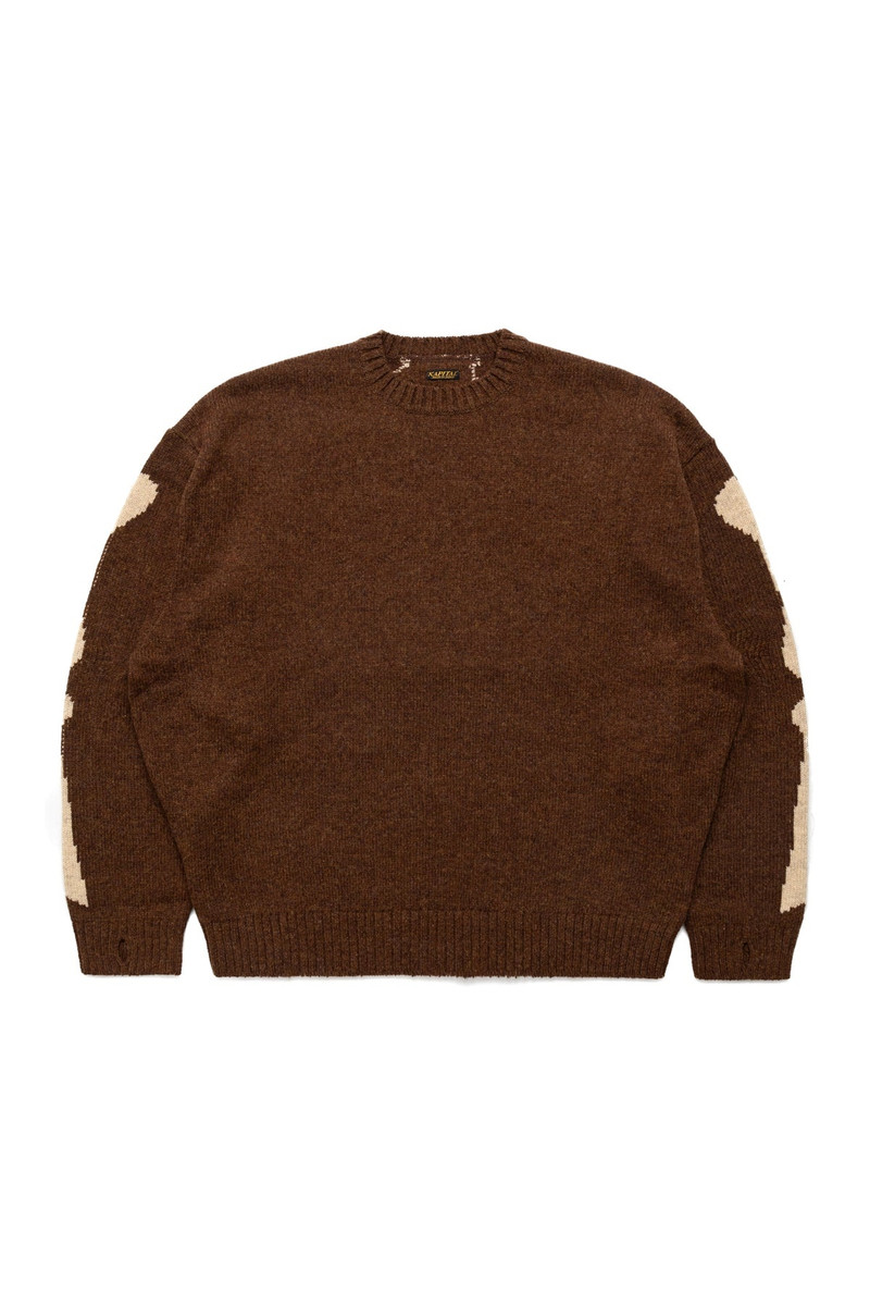 5G Wool BONE Crew Sweater - Brown 1