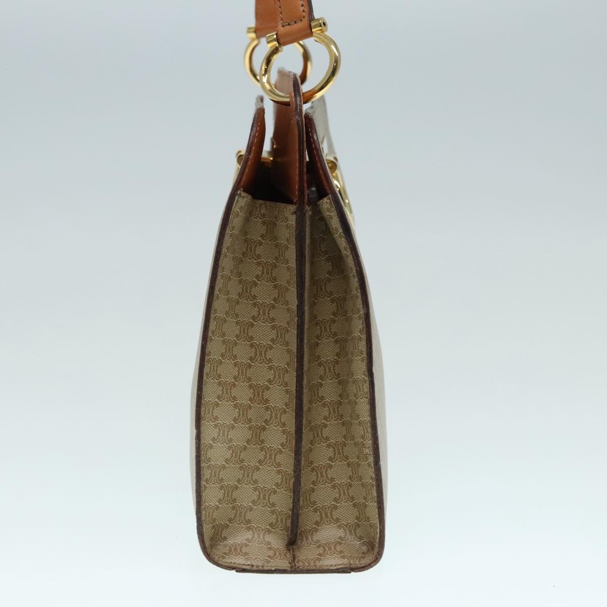 CELINE Macadam Canvas Hand Bag Beige Gold - 5