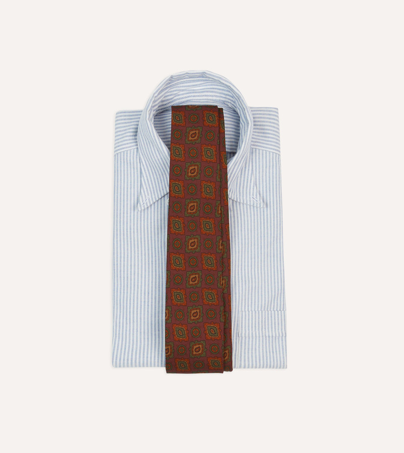 Drake's Burgundy Paisley Medallion Print Wool-Silk Self Tipped Tie outlook
