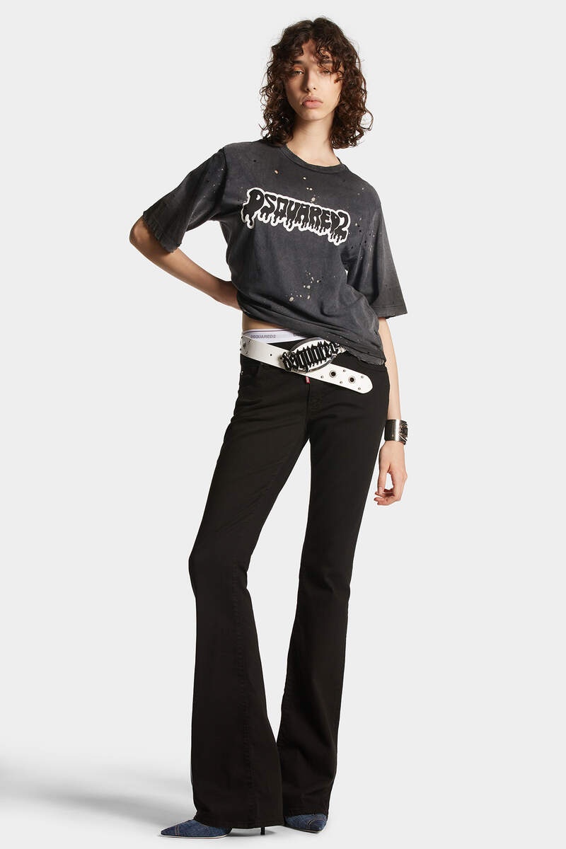BULL DYED MEDIUM WAIST FLARE TWIGGY JEANS - 3