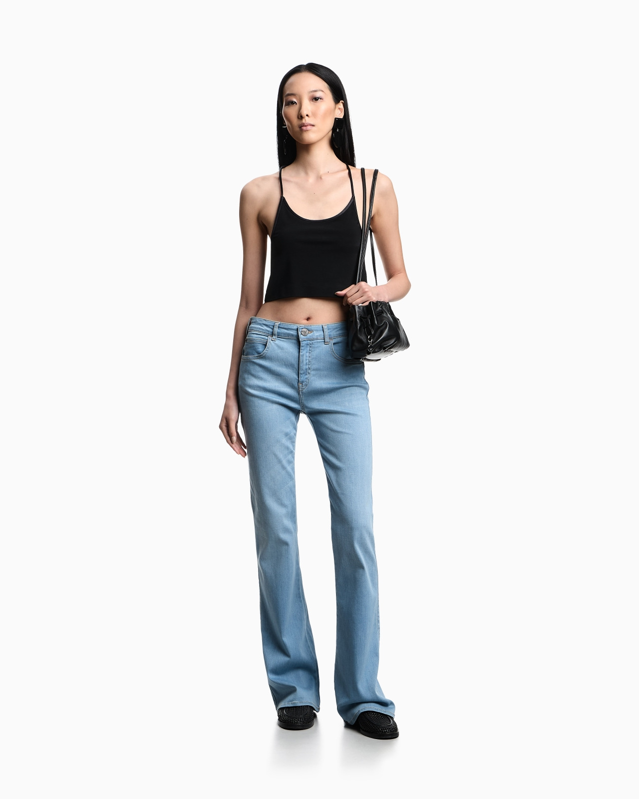 J47 MID-HIGH RISE FLARED-HEM JEANS IN STRETCH DENIM - 2