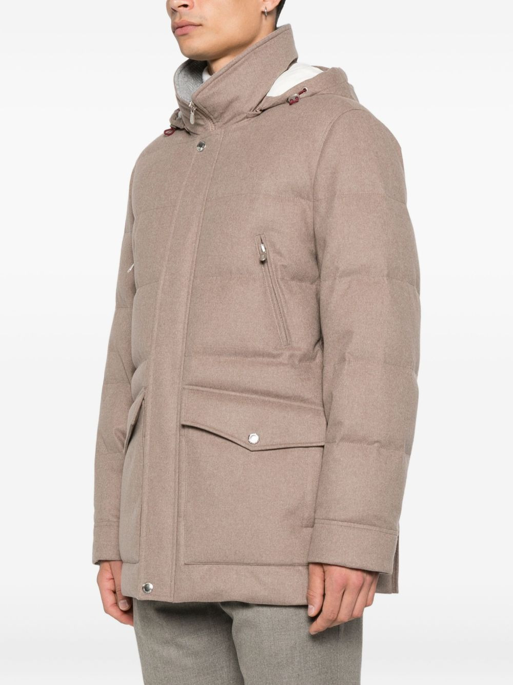 wool hooded quilted jacket - 3