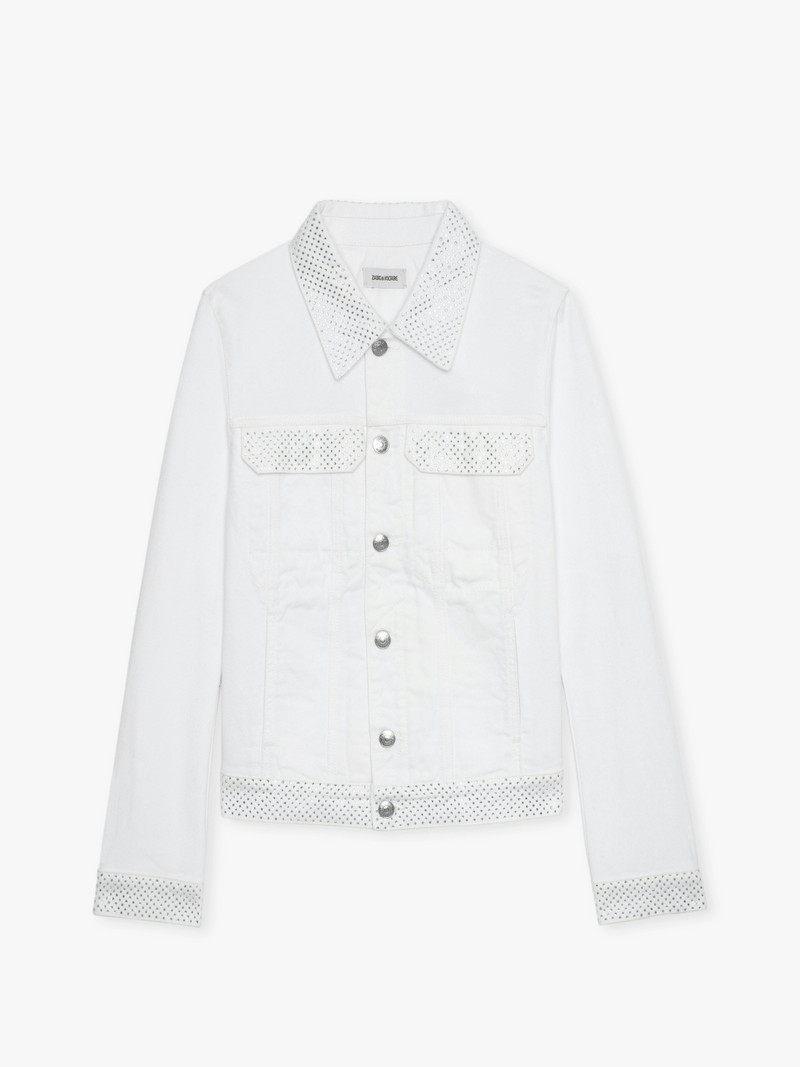 Kioky Womens White Denim Jacket 1