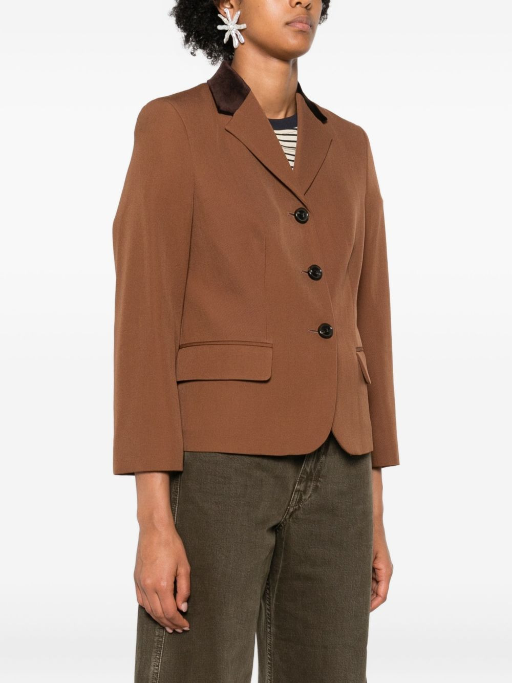velvet-collared button blazer - 3