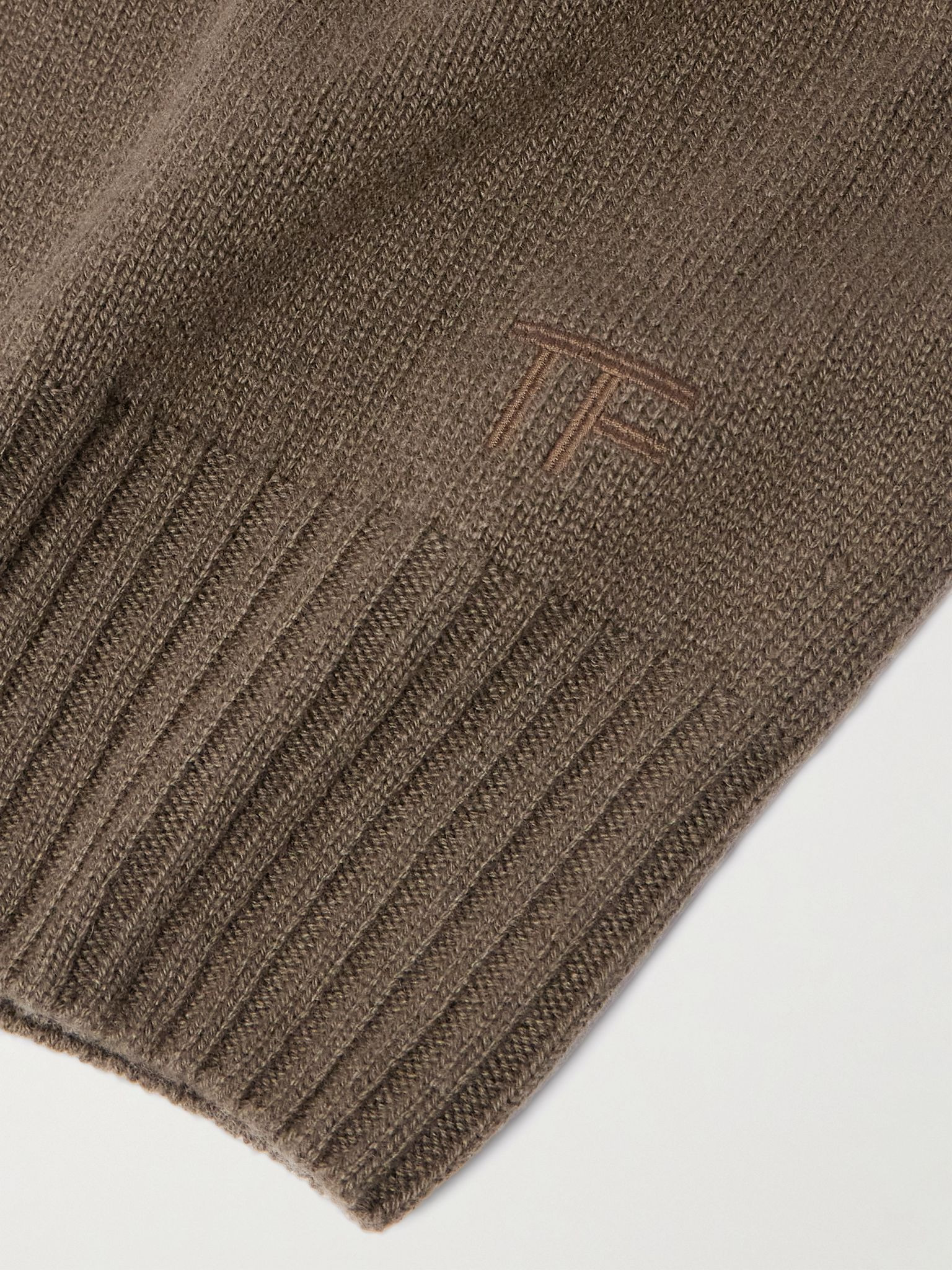 Logo-Embroidered Cashmere Hoodie Brown - 5