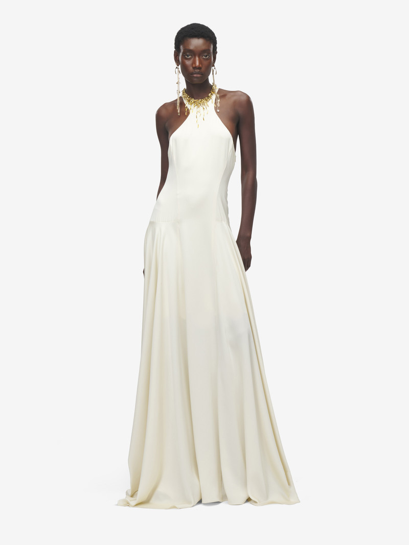 Gold Leaves And Crystal Embroidery Evening Dress 1