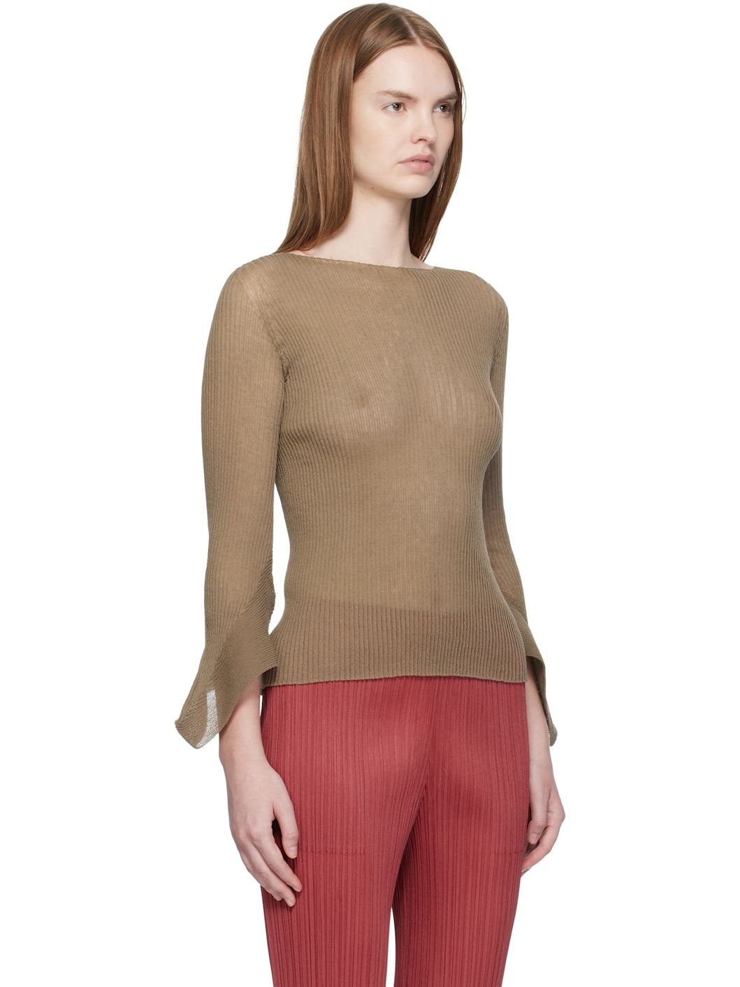 Brown Spikelet Knit Sweater - 2