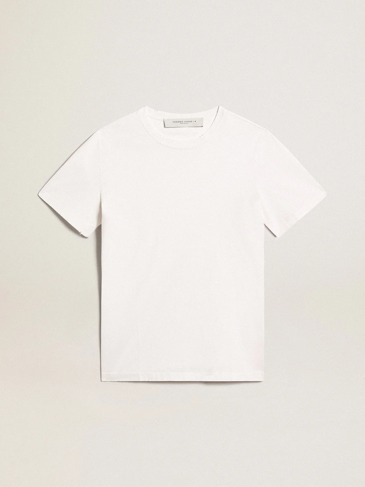 Men's white T-shirt with distressed treatment - 1
