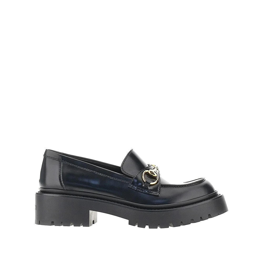 Gucci Lug Sole Leather Loafers Black Women - 1