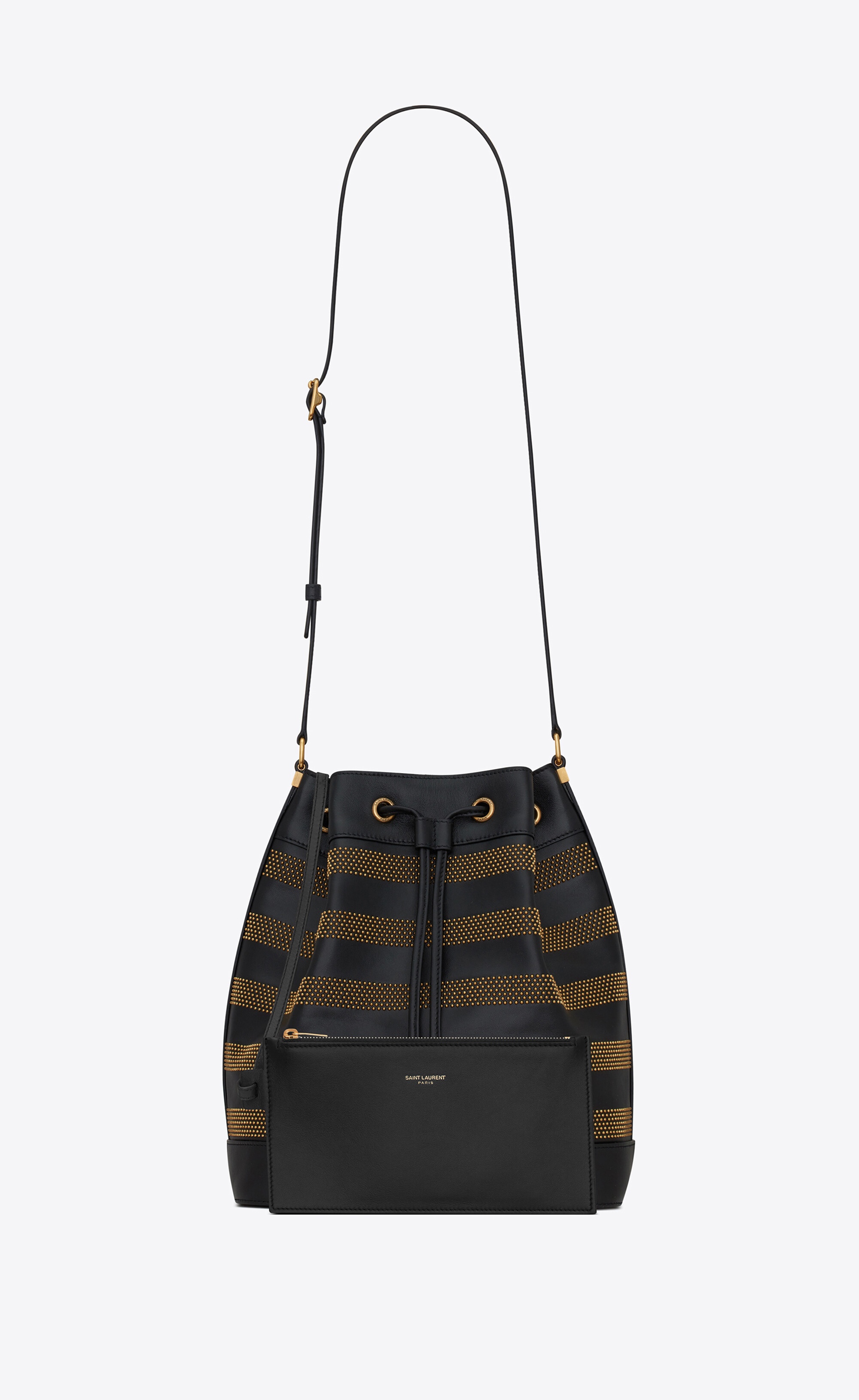 bucket bag in studded smooth leather - 2