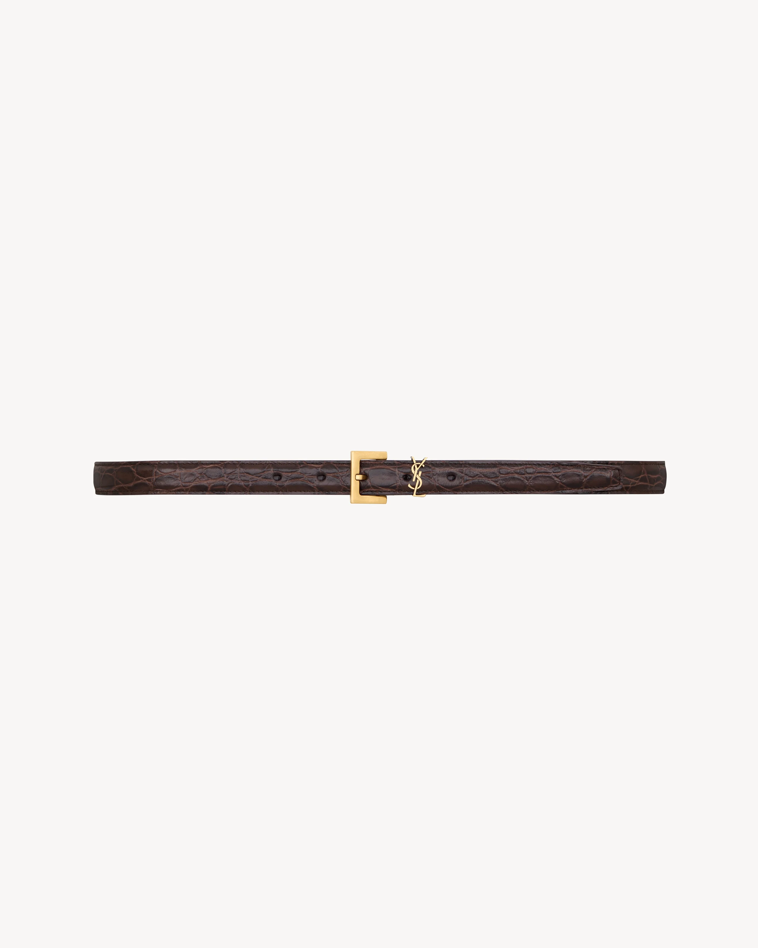 CASSANDRE THIN BELT IN CROCODILE-EMBOSSED LEATHER - 1
