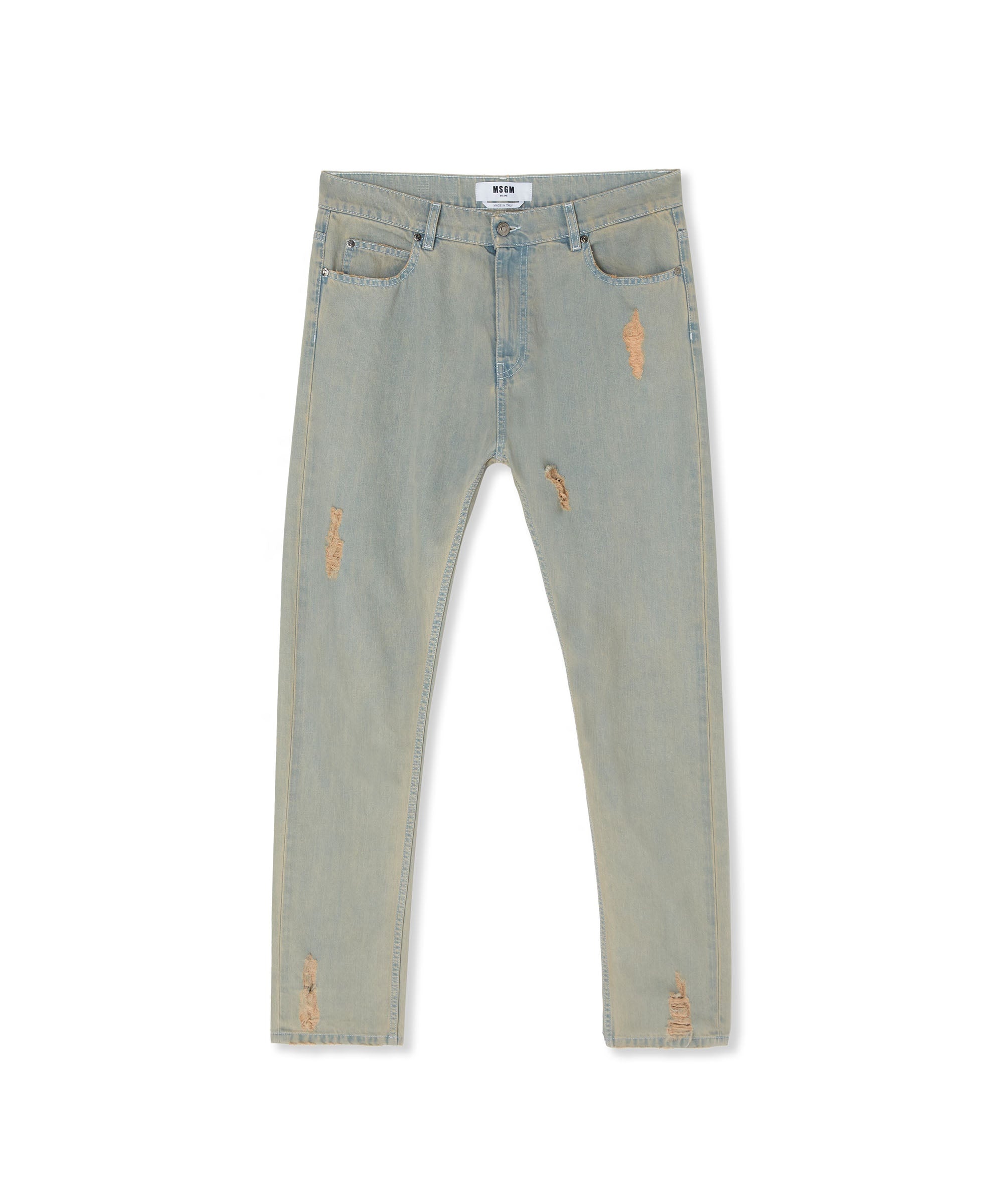 Light denim pants with tears - 1