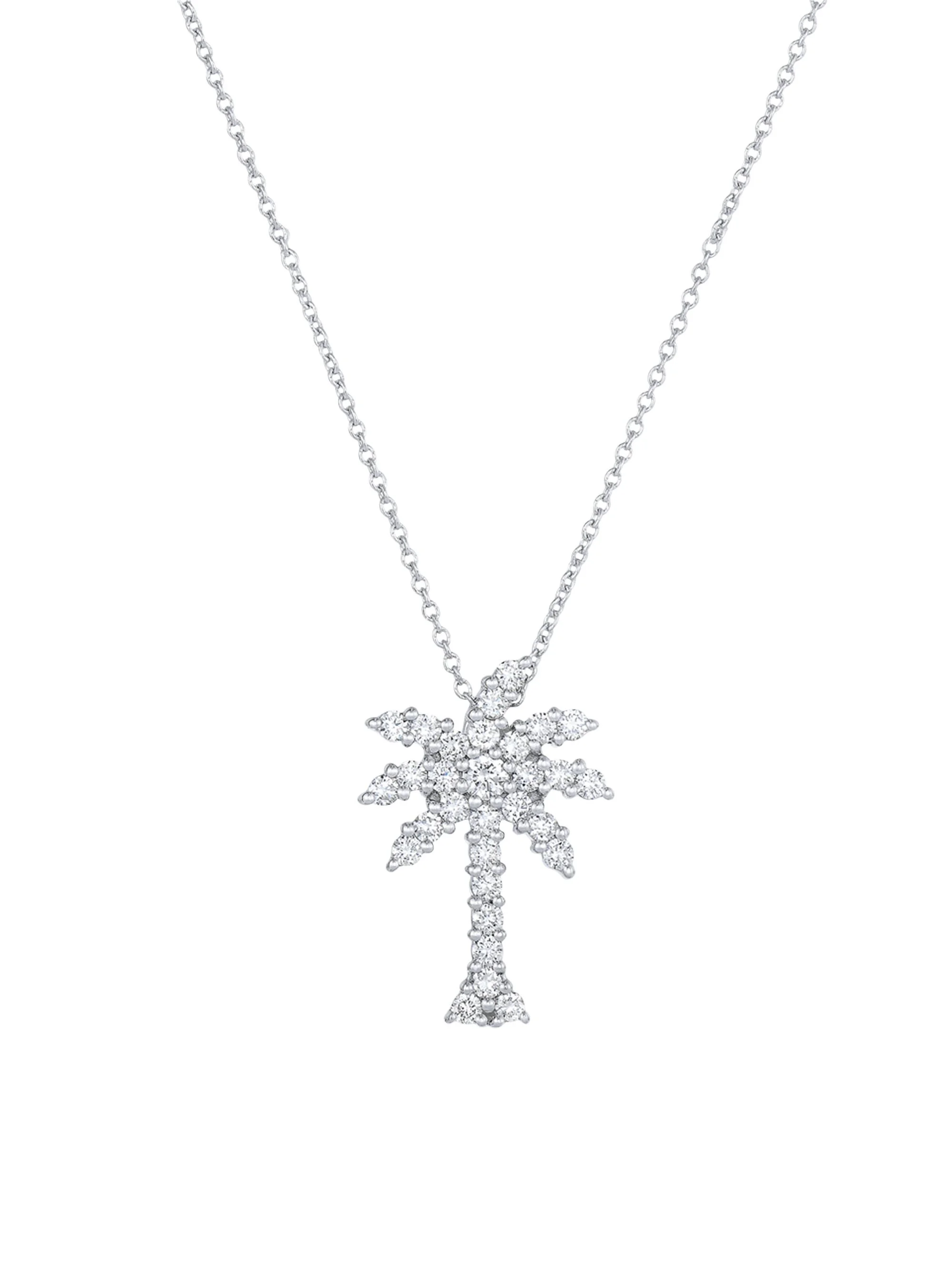Women's Tiny Treasures 18K White Gold & Diamond Palm Tree Pendant Necklace - White Gold - 1
