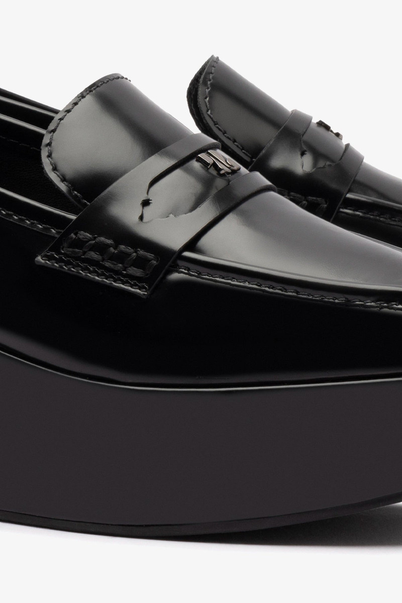 Suki Flatform Loafer In Black Box Leather 4