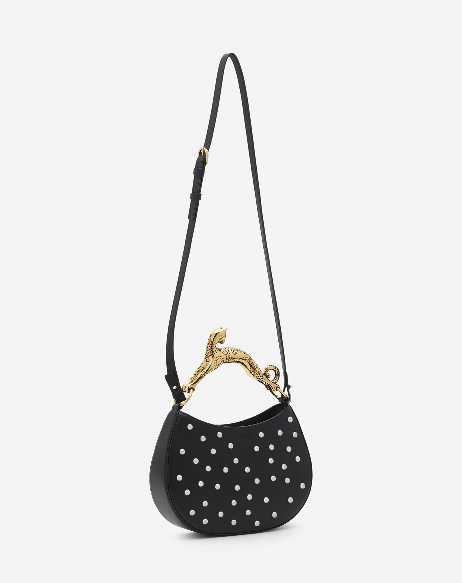 SMALL-MEDIUM STUDDED LEATHER HOBO CAT BAG - 3