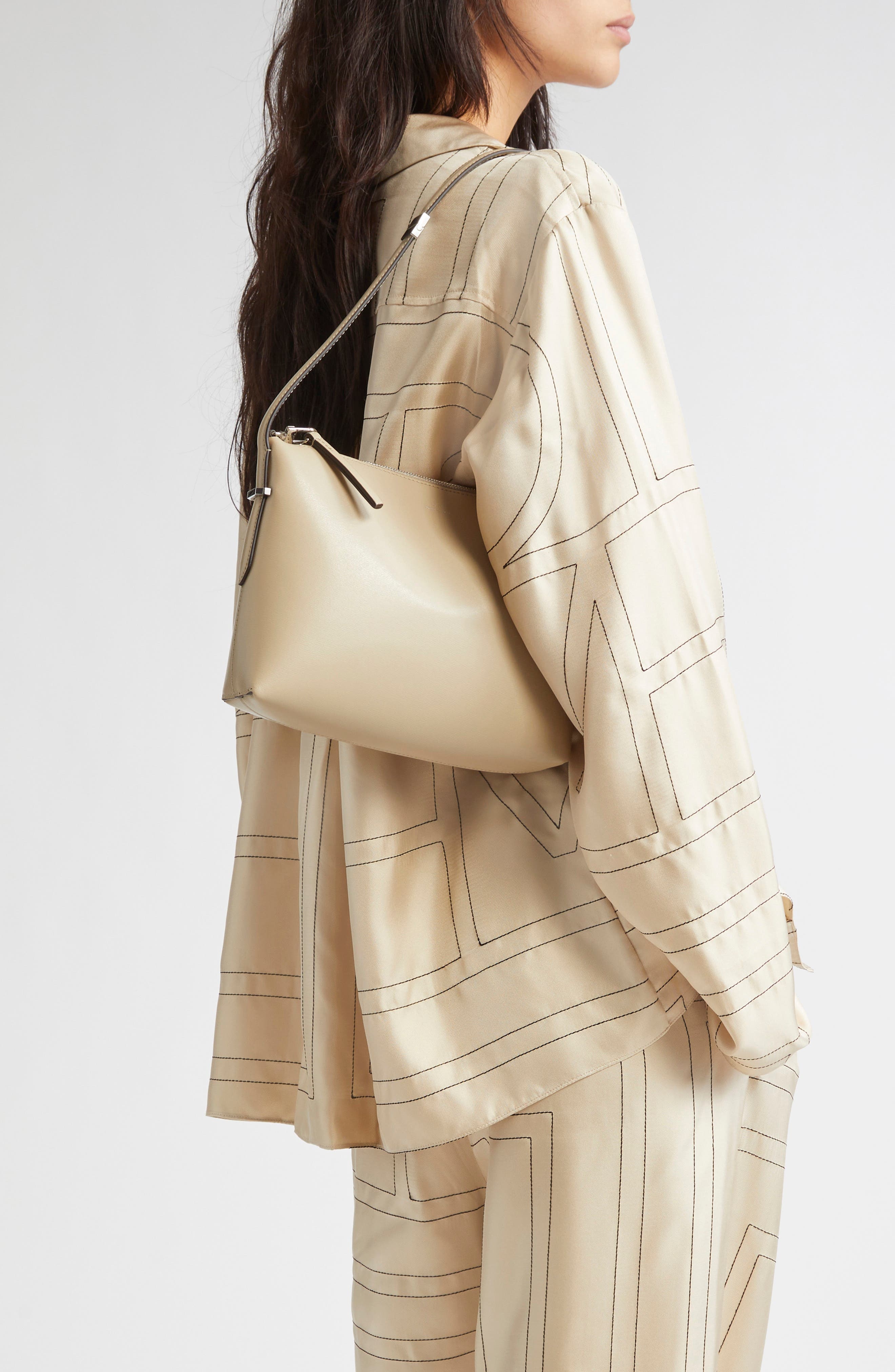 TOTEME Scoop Leather Clutch in Fawn at Nordstrom - 3