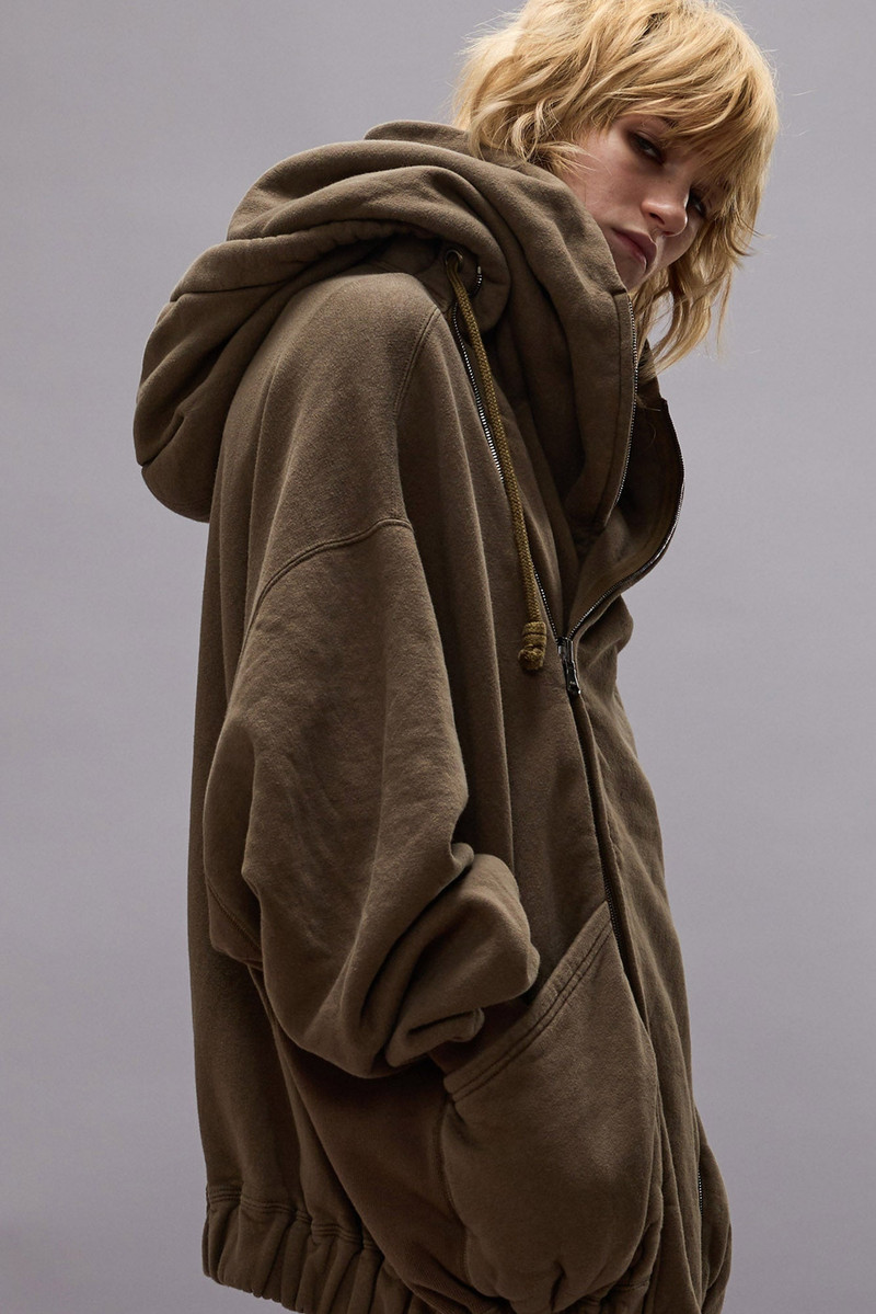 R13 LILLIAN OVERSIZED SWEAT PARKA - OLIVE FLEECE - R13 outlook