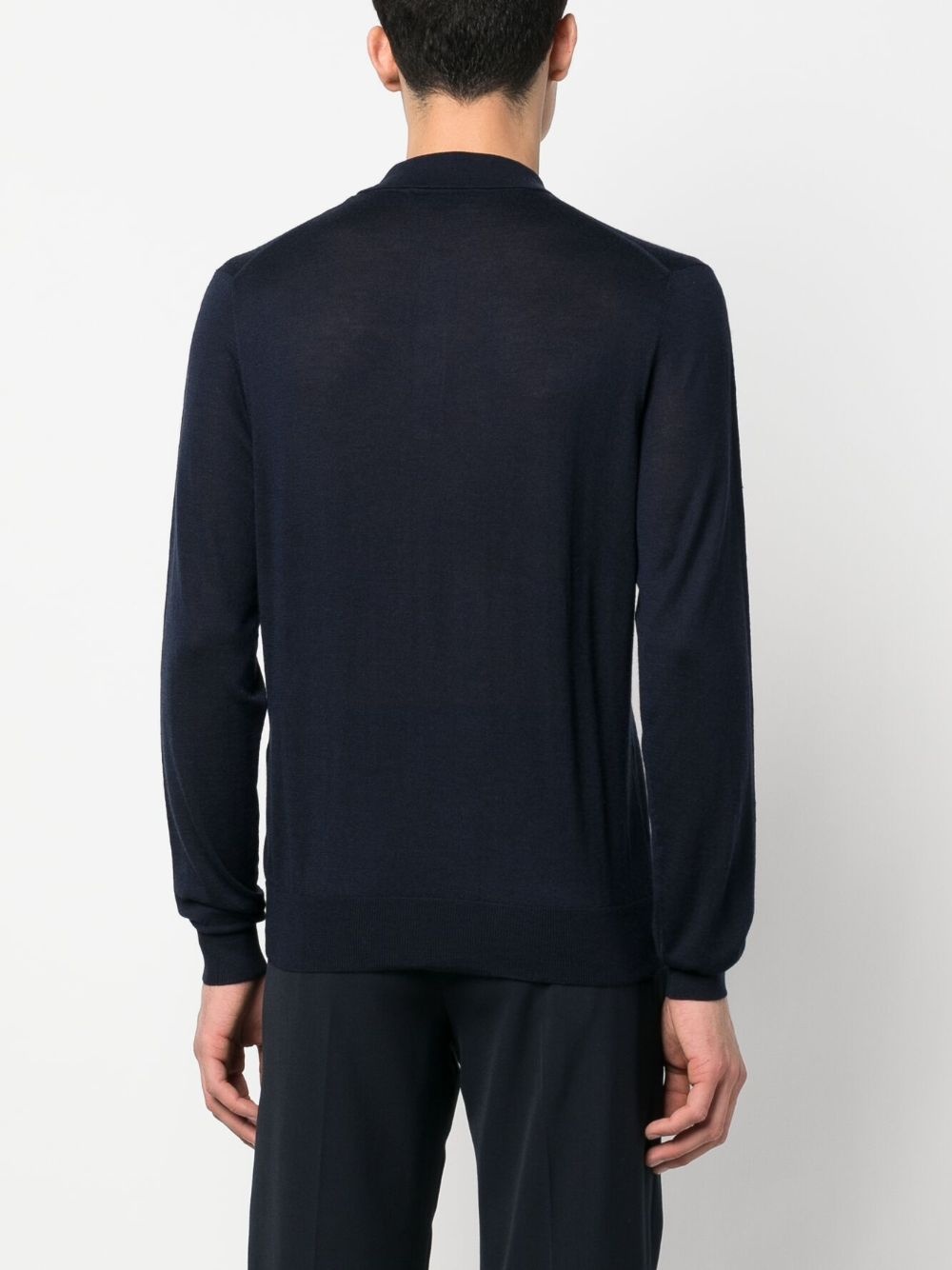 fine-knit long-sleeve polo shirt - 4