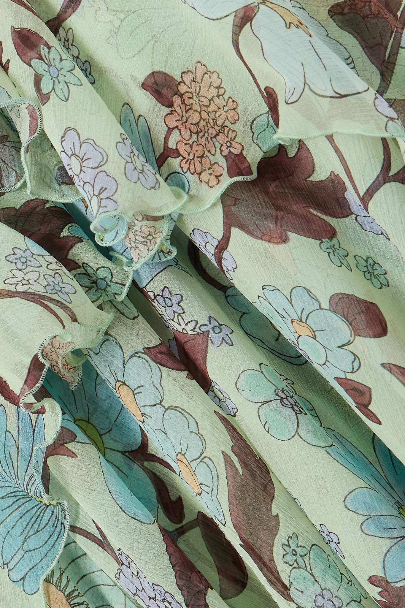 Ruffled floral-print silk-chiffon halterneck maxi dress - 4