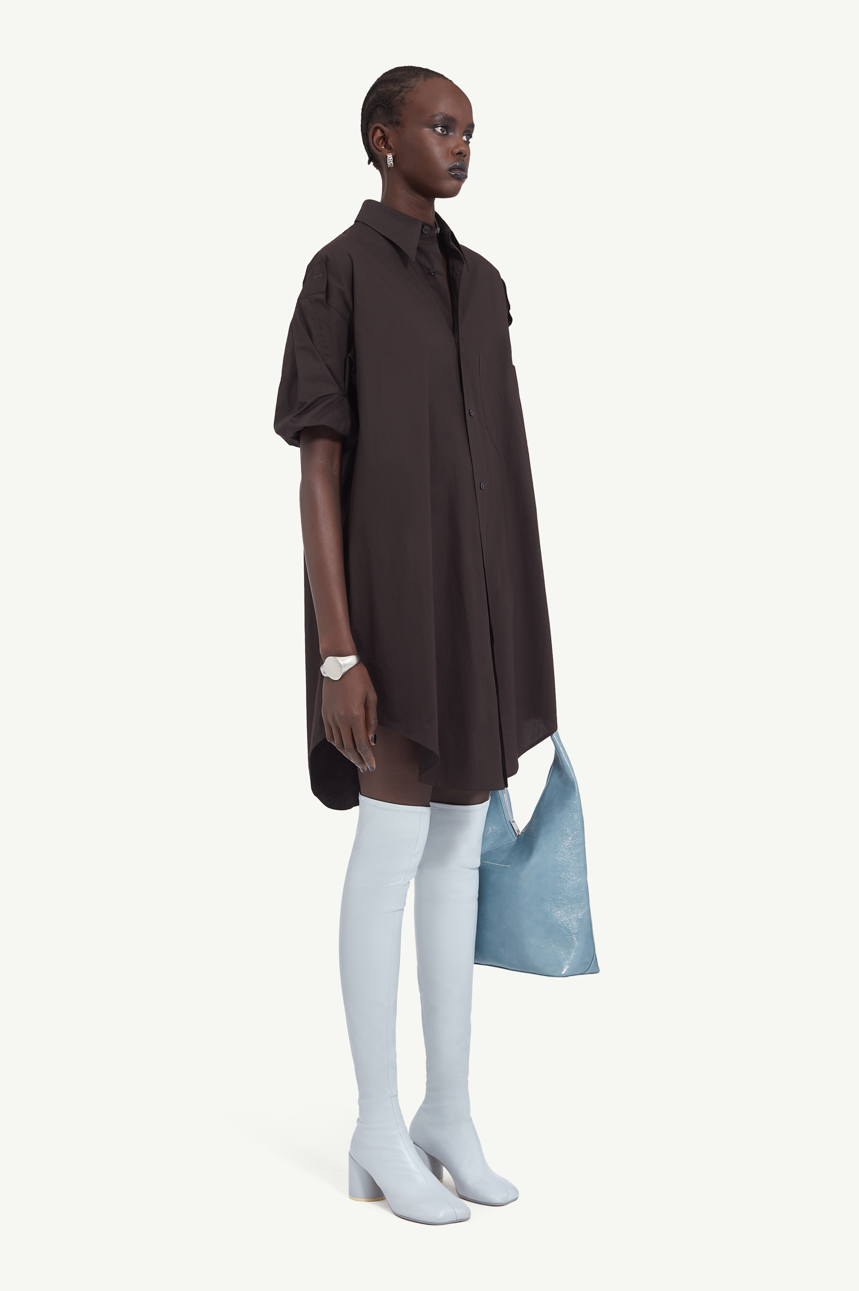Turn-up sleeve shirt dress - 3