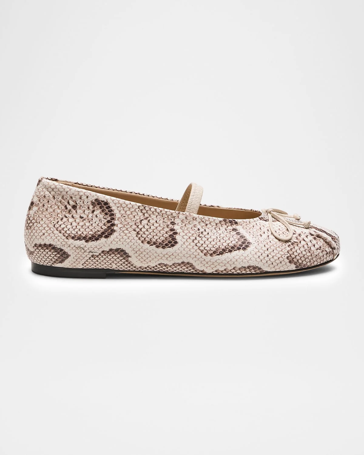 Prima Snake-Embossed Leather Ballerina Flats - 1
