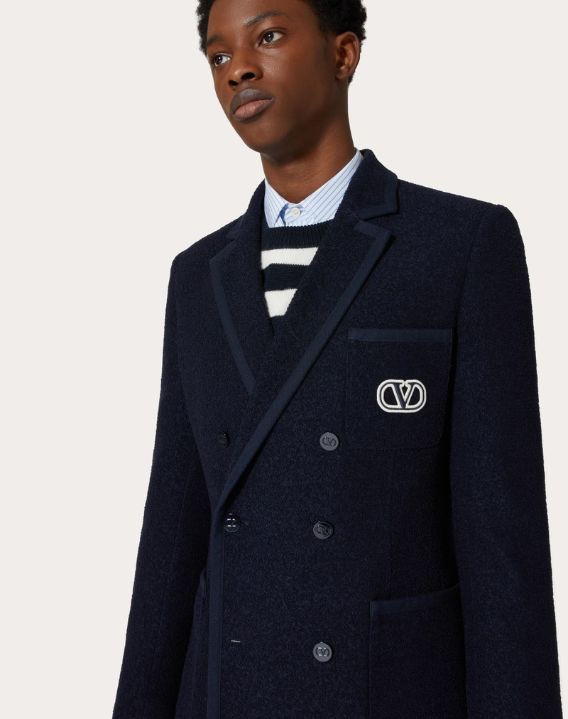 DOUBLE-BREASTED BOUCLÉ WOOL JACKET WITH VLOGO SIGNATURE EMBROIDERY 5