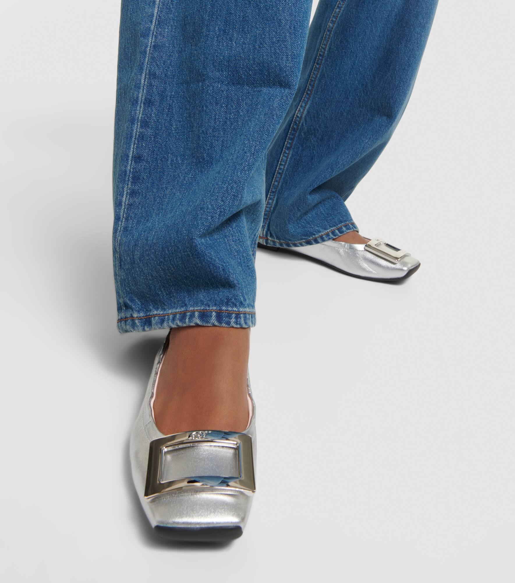 Viv' Pockette metallic leather ballet flats - 7