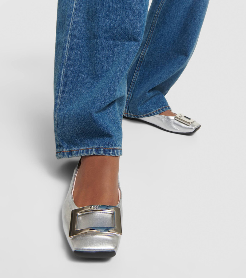 Viv' Pockette metallic leather ballet flats 7