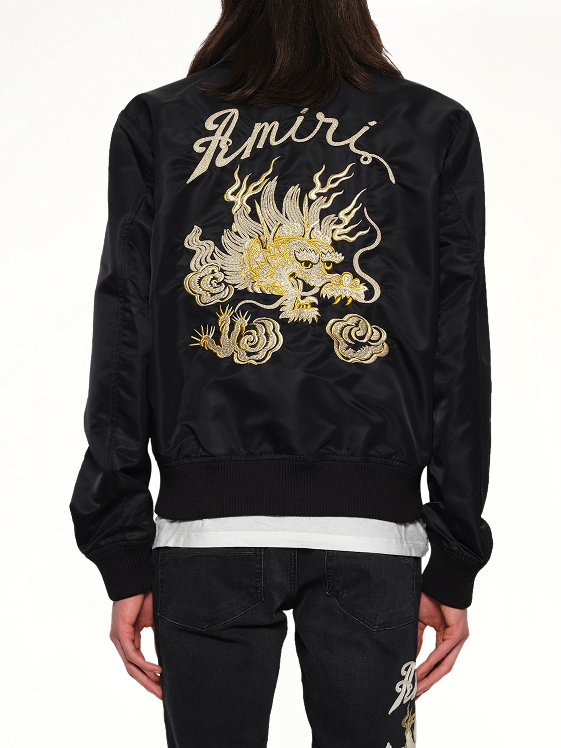 AMIRI Dragon Nylon Bomber in Black - 5
