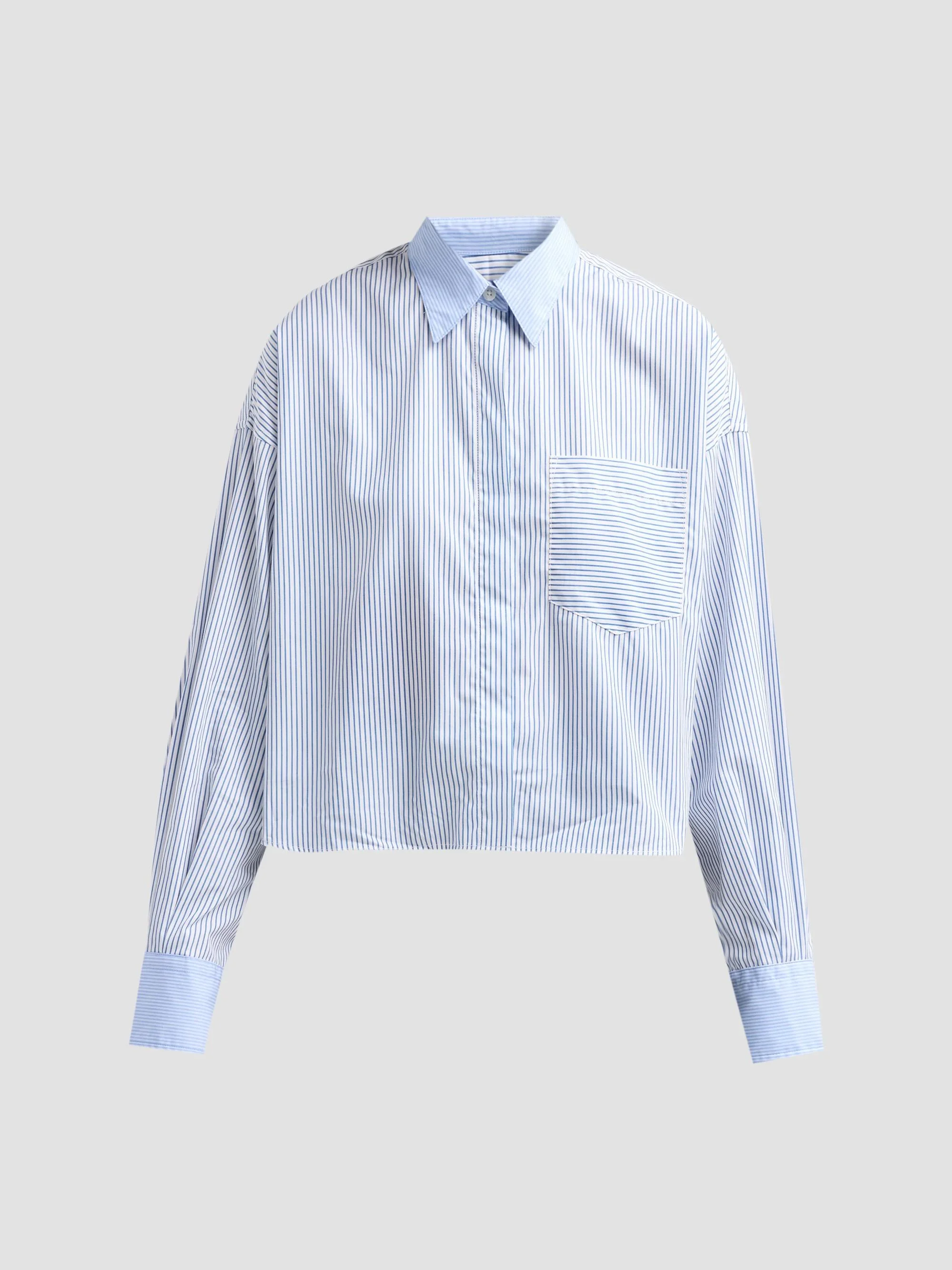 Women's Marin Multi-Striped Cotton-Poplin Shirt - Blue Multi Stripe - 1