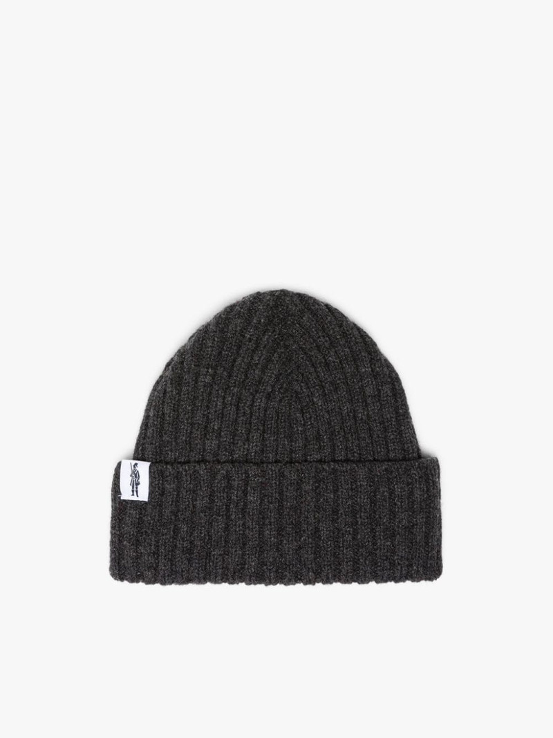 BILLIE CHARCOAL WOOL BEANIE HAT 1