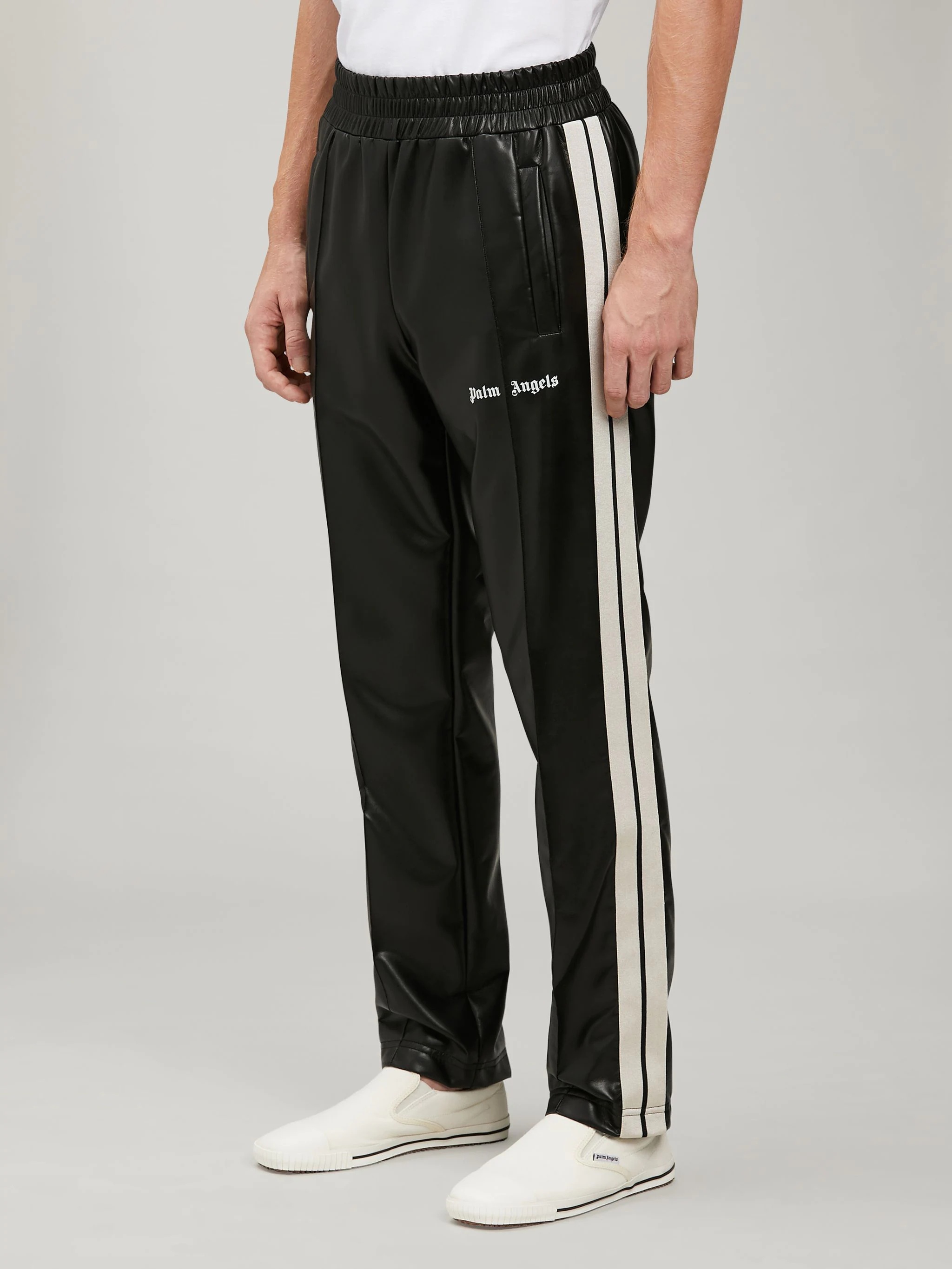 LEATHER TRACK PANTS - 4