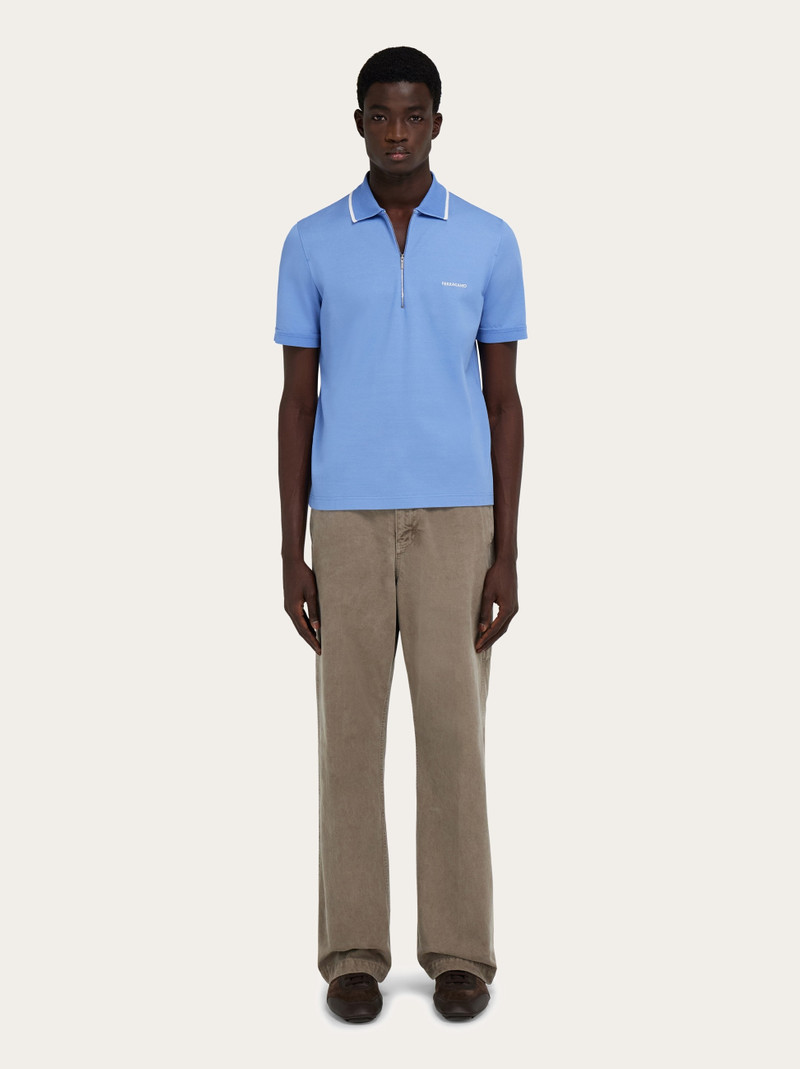 Cotton polo shirt with zip closure 5