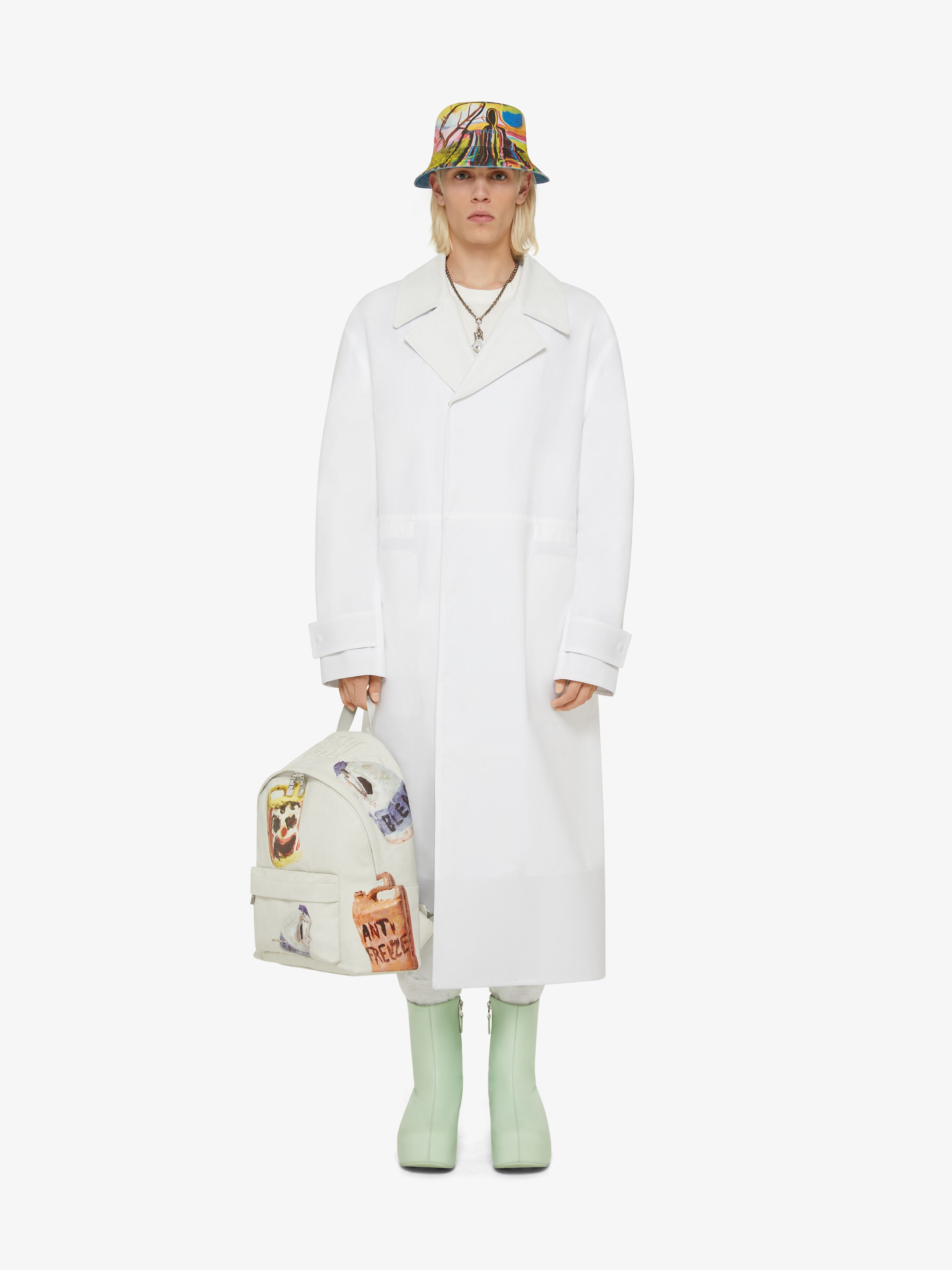 TRENCH COAT IN COTTON WITH COLLAR IN 4G LEATHER - 2
