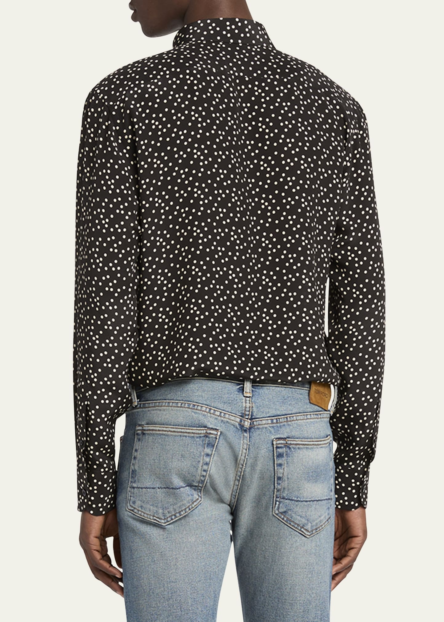 Men's Crepe de Chine Polka Dot Sport Shirt - 3