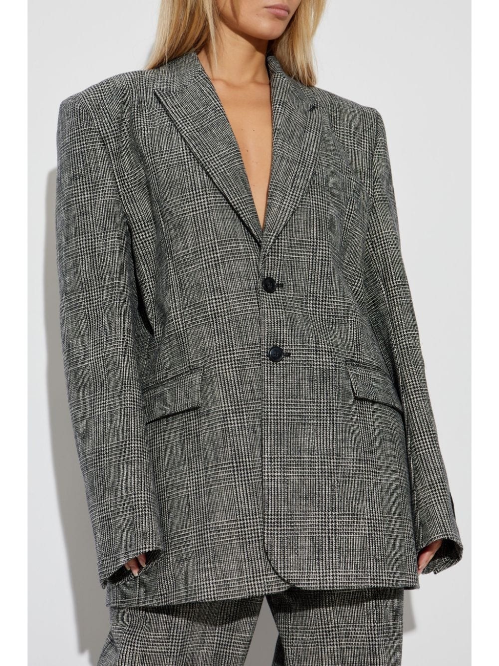 checkered cotton blazer - 3