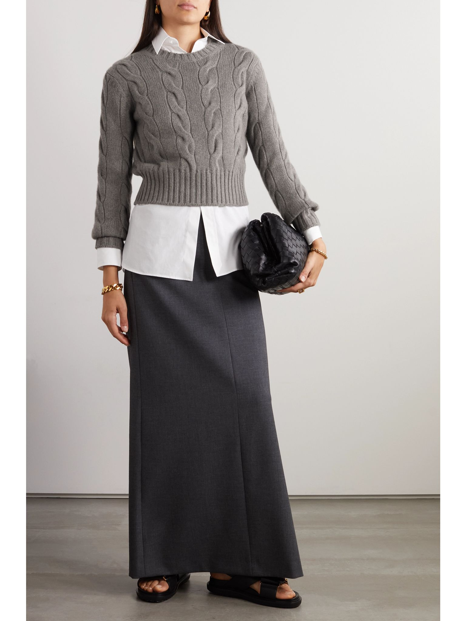 Cable-knit cashmere sweater Gray - 2