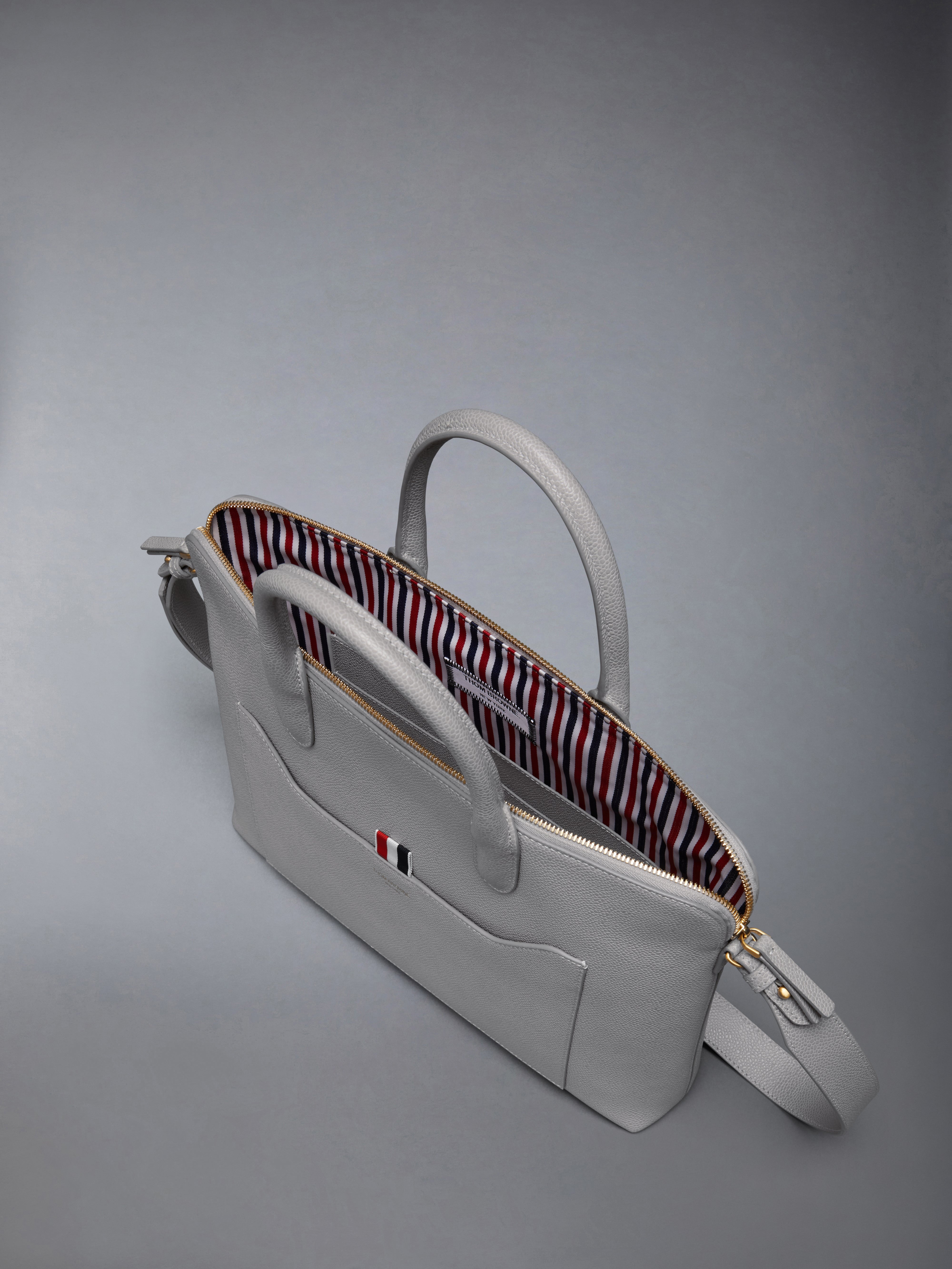 PEBBLE GRAIN SLIM BRIEFCASE - 5
