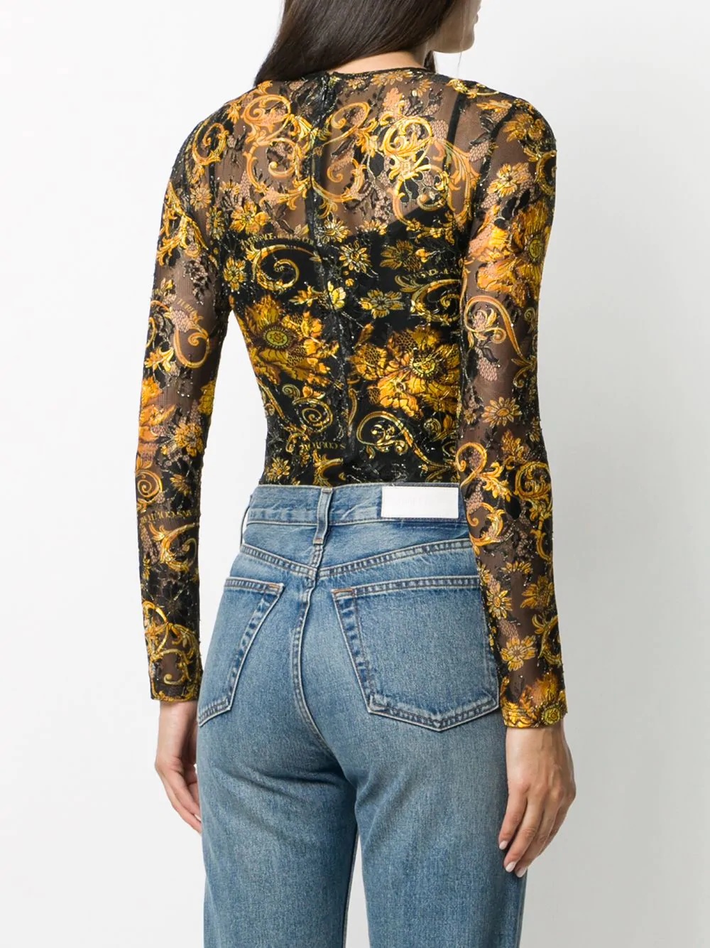 floral baroque print bodysuit - 4