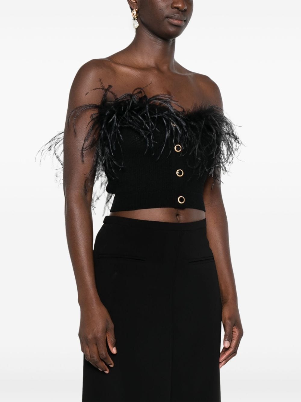 feather-trim mini skirt - 3