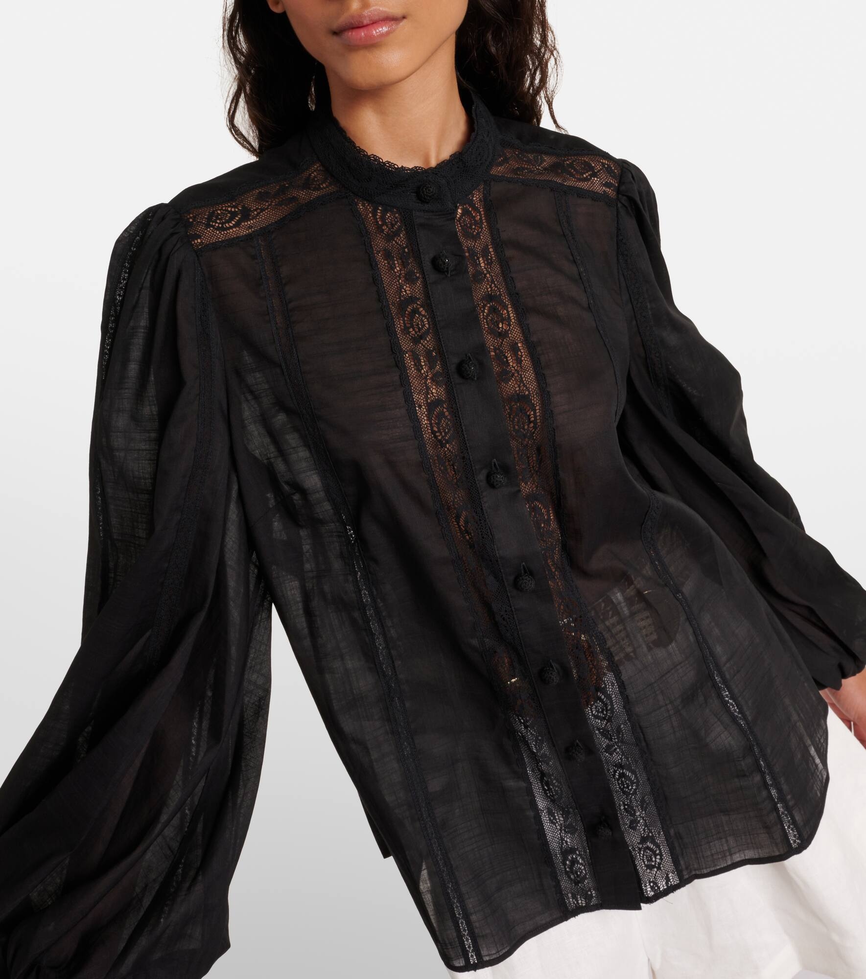 Halliday lace-trimmed cotton shirt - 6