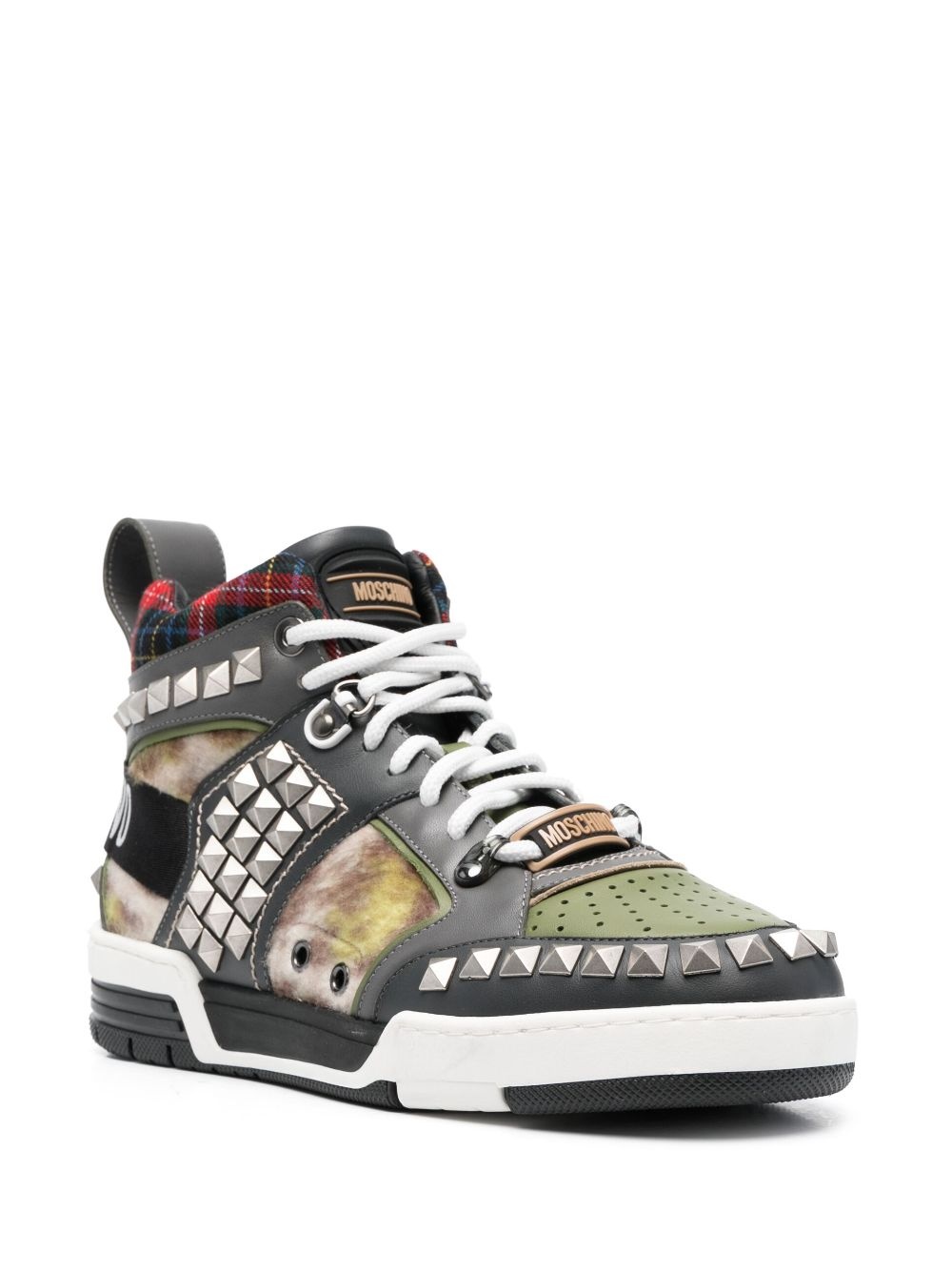 stud-embellished patchwork sneakers - 2
