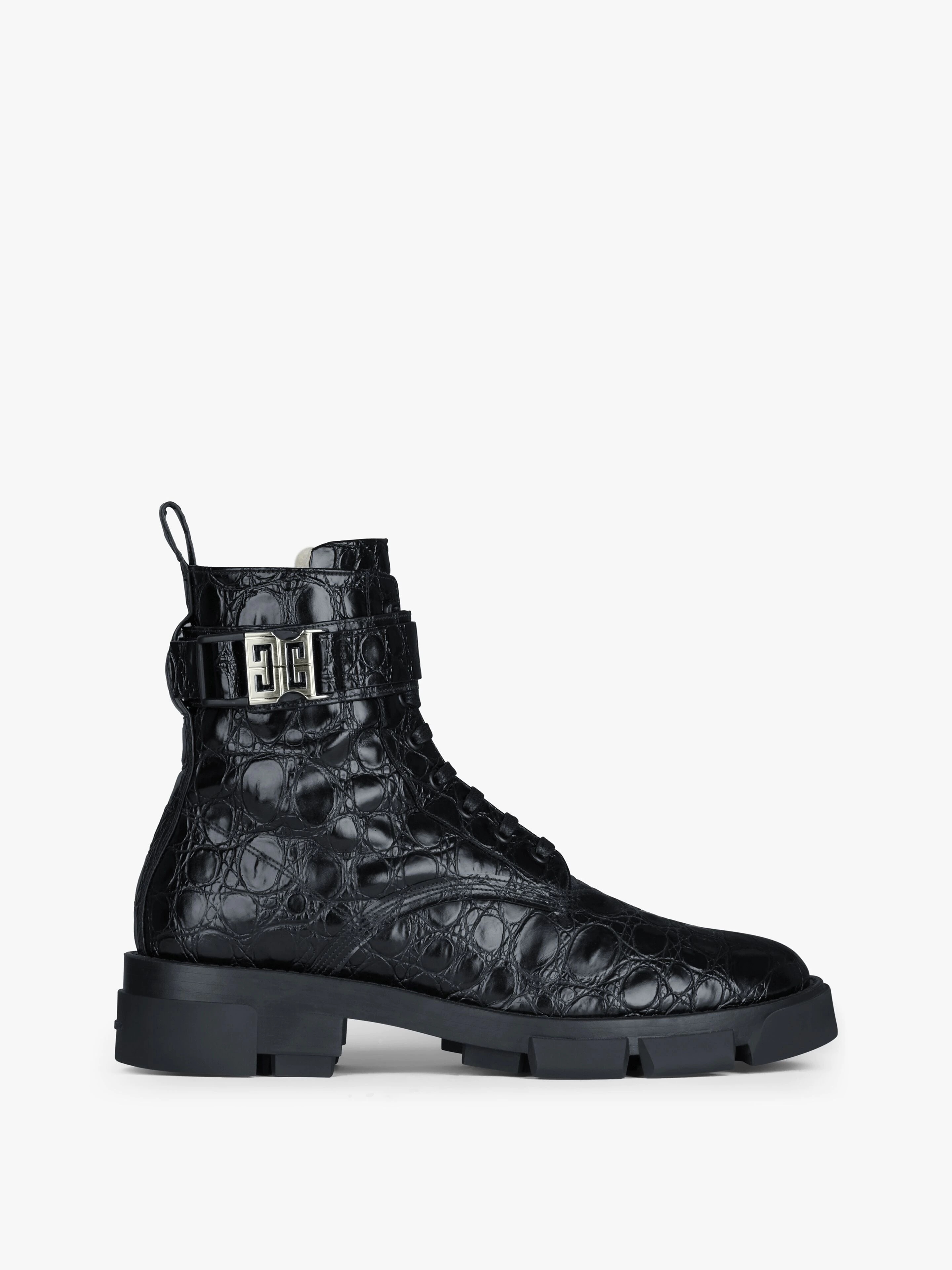 TERRA BOOTS IN CROCODILE EFFECT LEATHER WITH 4G BUCKLE - 1