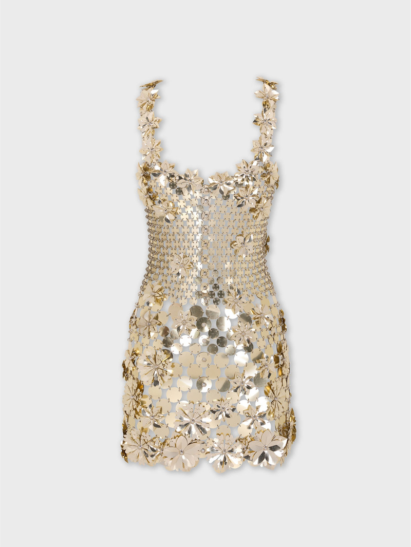 MINI DRESS IN BI-COLOR ASSEMBLAGE WITH FLOWER DETAILS 7