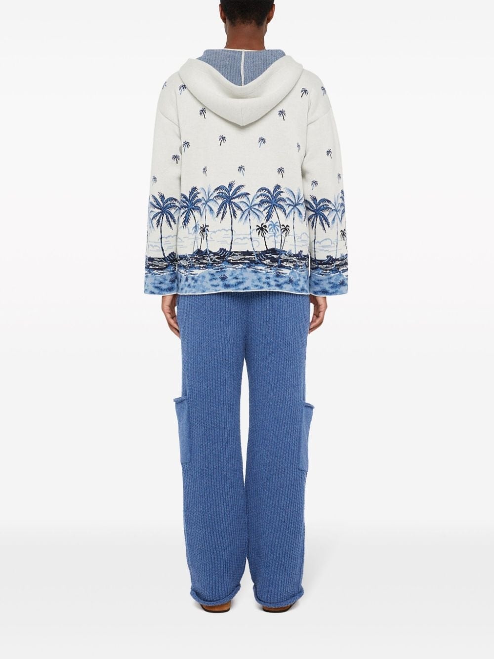 hawaii print-knitted wool hoodie - 5